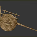 Ancient Handcrafted Wooden Cart With Large Wheels Rope Bindings And Vintage Design