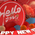Chinese New Year 2025 Photo Spot With Red Decorations And Golden Snake Design