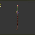 Traditional Ornate Sword With Red Handle Golden Decoration And Shiny Blade