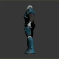 Robot Character With Blue And Black Armor Silver Details And Metallic 3D Design
