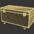 Black Metal Transport Case With Latches Flat Top And Blue Wheels