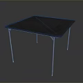 Modern Square Dining Table With Dark Smooth Surface And Silver Metal Legs