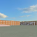 Modern Office Building With Brown Exterior Multiple Windows And Open Plaza Under Blue Sky