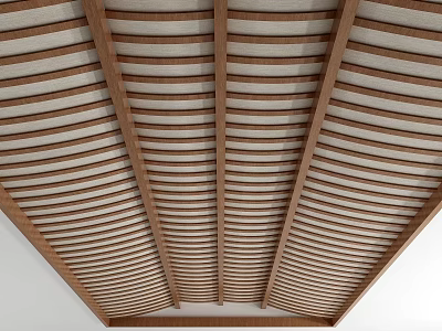 Modern Wooden Slat Ceiling Design With Pattern 3d model