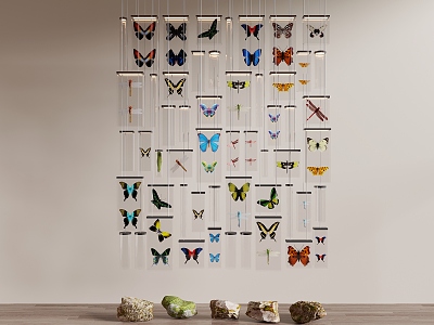 Glass Butterfly Partition Screen Dragonfly Stone 3d model