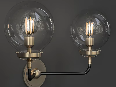 Modern Wall Lamps With Transparent Glass Globe Shades And Brass Metal Base 3d model