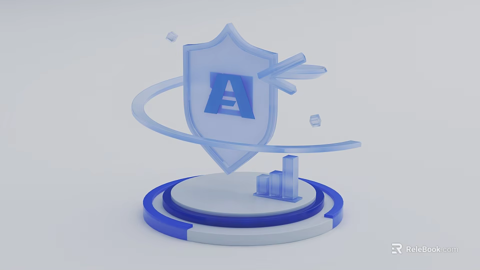 Abstract 3D Shield Model With Letter A And Circular Base Design 3d model 