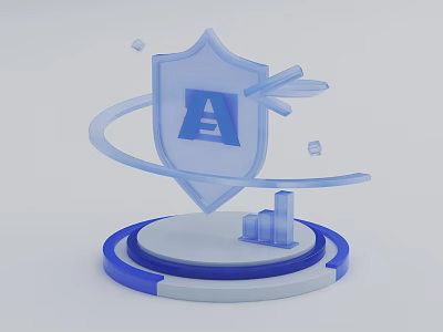 Abstract 3D Shield Model With Letter A And Circular Base Design 3d model