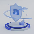 Abstract 3D Shield Model With Letter A And Circular Base Design 3d model