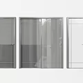 Modern Interior Flush Doors With Glass Panels And Metal Frames 3d model
