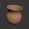 Handcrafted Orange Ceramic Vase With Wavy Carved Patterns And Geometric Designs 3d model