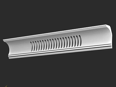 Modern Linear Decorative Component With Uniform Slotted Holes And Smooth Finish 3d model