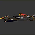 Blue And Yellow Formula 1 Race Car With Oracle Grace Logos And Red Rims