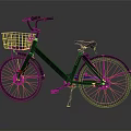 Black Bicycle With Front Basket Green Accent Wheels Modern Design Against Gray Background