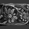 Intricate Silver Carved Floral Pattern Bracelet With Metal Decorative Design