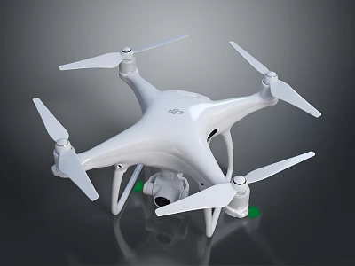 White Quadcopter Drone With Built In Camera For Aerial Photography And Remote Control 3d model