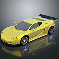 Sleek Yellow Sports Car With Black Rear Spoiler And Shiny Surface Reflection