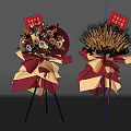 Decorative Flower Baskets With Mixed Flowers Wheat Ribbons On Tripod Stands