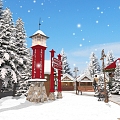 Nordic Town Christmas New Year Christmas Market Santa Claus Village 3d model