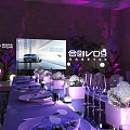 Hycan V09 Luxury MPV Display With Neon Lights And Plants