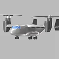 Detailed Gray 3D Rotor Aircraft with Streamlined Body and Cockpit Windows