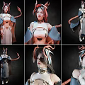 Elegant Female Character Design With Antler Headpiece And Flowing Robe In Multiple Angles