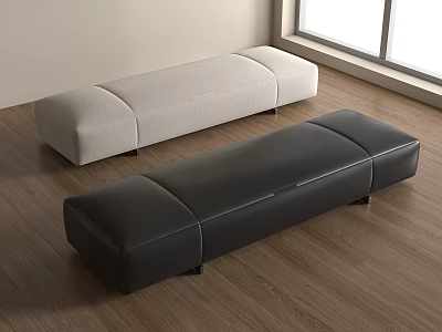 Light And Dark Colored Sofa Bench With Modern Design On Wooden Floor In Bright Room 3d model