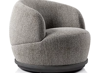 Modern Single Sofa With Soft Fabric Upholstery Curved Design And Round Black Base 3d model