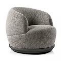Modern Single Sofa With Soft Fabric Upholstery Curved Design And Round Black Base