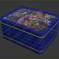 Blue Storage Box with Colorful Cartoon Characters and WII Logo for Organizing Items