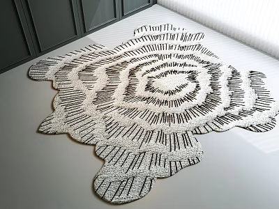 Modern Artistic Black And White Rose Shaped Rug For Home Decoration 3d model