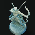 Intricate Archer Carving with Flowing Cloak Holding Bow Arrow in Dynamic Pose