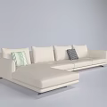 Modern Light Beige Sectional Sofa With Decorative Pillows And Comfortable Seating 3d model