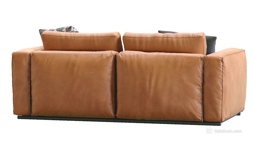 Brown Leather Two Seater Sofa With Modern Design And Comfortable Cushions 3d model
