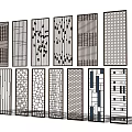 Various Decorative Room Divider Designs With Geometric And Patterned Styles 3d model
