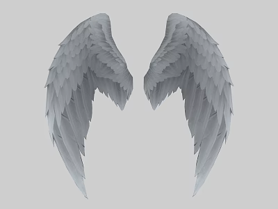 Detailed Grey Feathered Wings With Symmetrical Design And Light Grey Background 3d model
