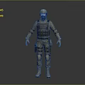 3D Tactical Character Model in Camouflage Uniform With Helmet Goggles Bulletproof Vest and Knee Pads