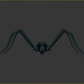 Blue Spider With Long Slender Legs And Oval Body In 3D Model Gray Background