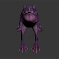 Purple Frog Standing With Extended Long Pink Tongue On White Background