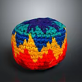 Colorful Handwoven Round Pouf Furniture With Vibrant Red Yellow Blue Green Hues