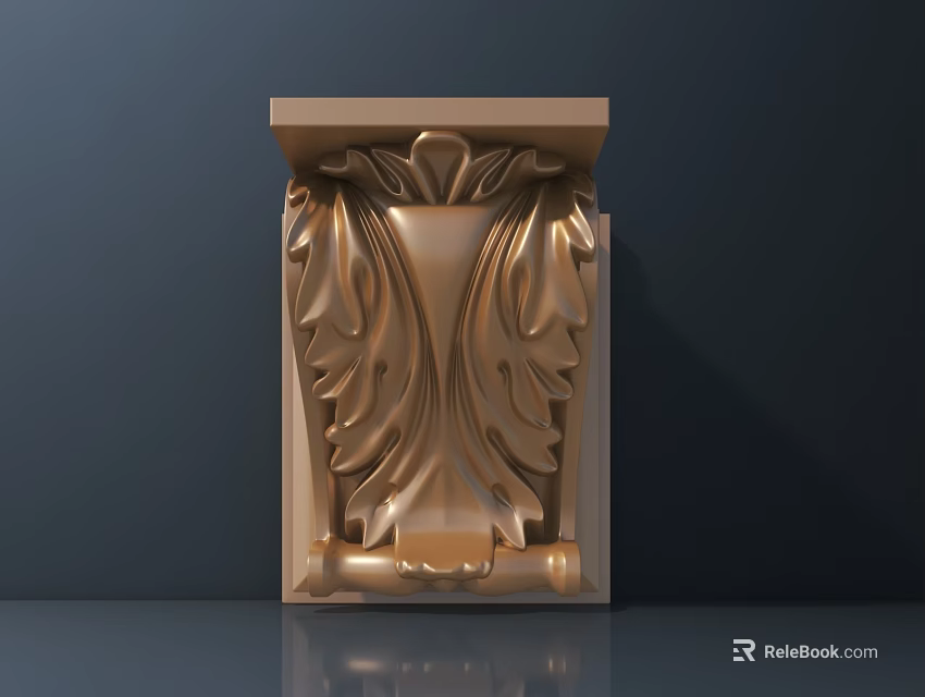 Ornate Golden Carved Decoration With Intricate Leaf Patterns And Floral Details 3d model 