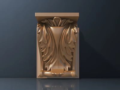 Ornate Golden Carved Decoration With Intricate Leaf Patterns And Floral Details 3d model