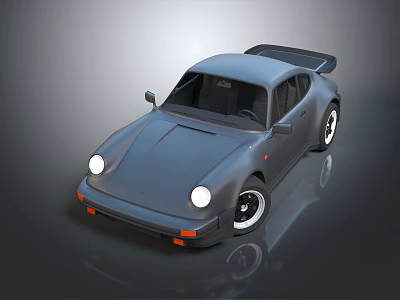 Gray Classic Sports Car With Rear Spoiler And Shiny Wheels 3d model