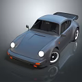 Gray Classic Sports Car With Rear Spoiler And Shiny Wheels