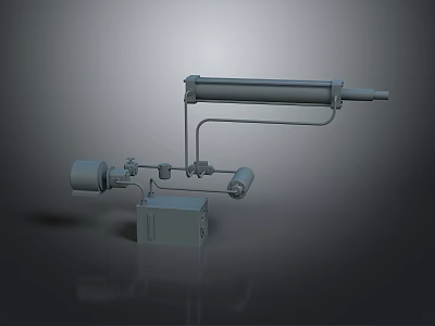 Mechanical Industrial Device Featuring Hydraulic Cylinder Motor Pipes And Connecting Components 3d model