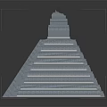 Ancient Stepped Pyramid Structure With Layered Stone Platforms And Top Entrance