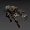 Realistic Spotted Hyena 3D Model With Open Mouth Walking Pose 3d model