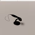 Practical Black Fixed Telephone Handset With Curved Cord And Base On Light Blue Background 3d model
