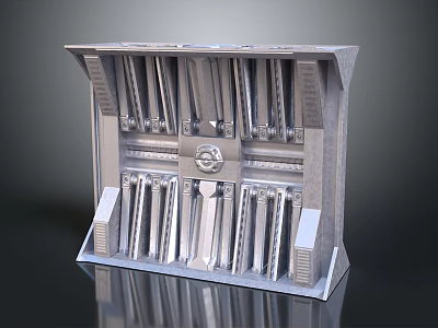Stainless Steel Knife Block With Organized Kitchen Knives And Multiple Blades 3d model