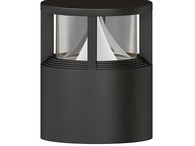 Modern Black Cylindrical Outdoor Light With Transparent Glass And Conical Design 3d model